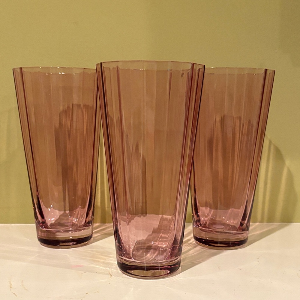 Elegant Pink Glass Tumblers - Set of 3